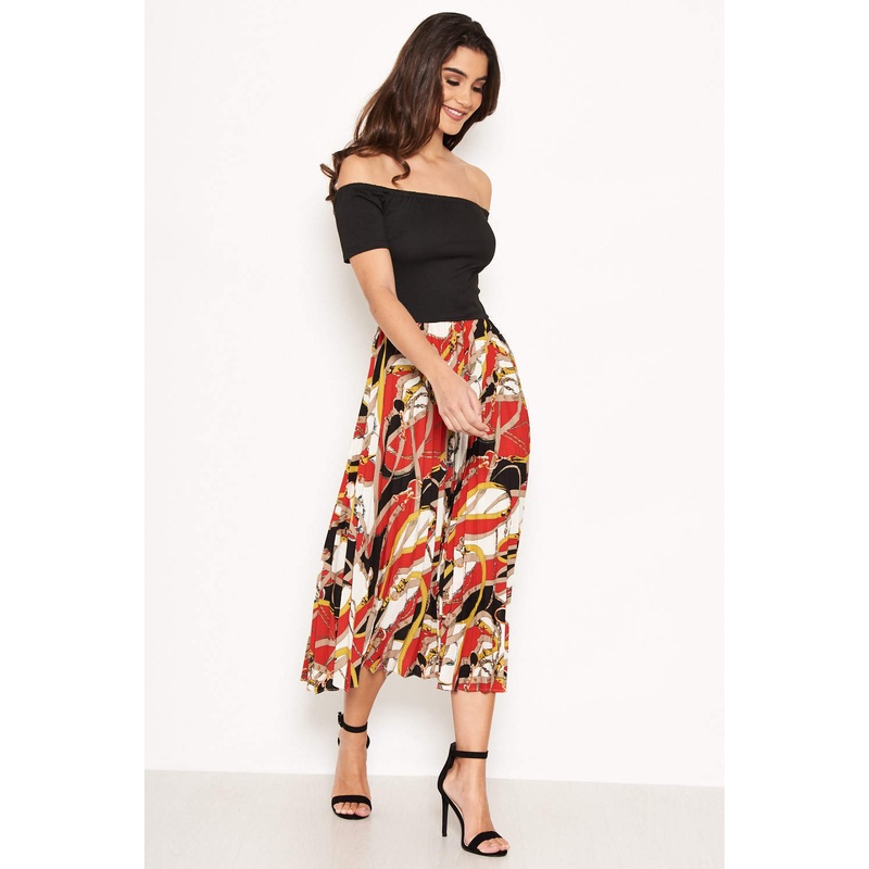 2 in 1 Bardot Chain Print Dress