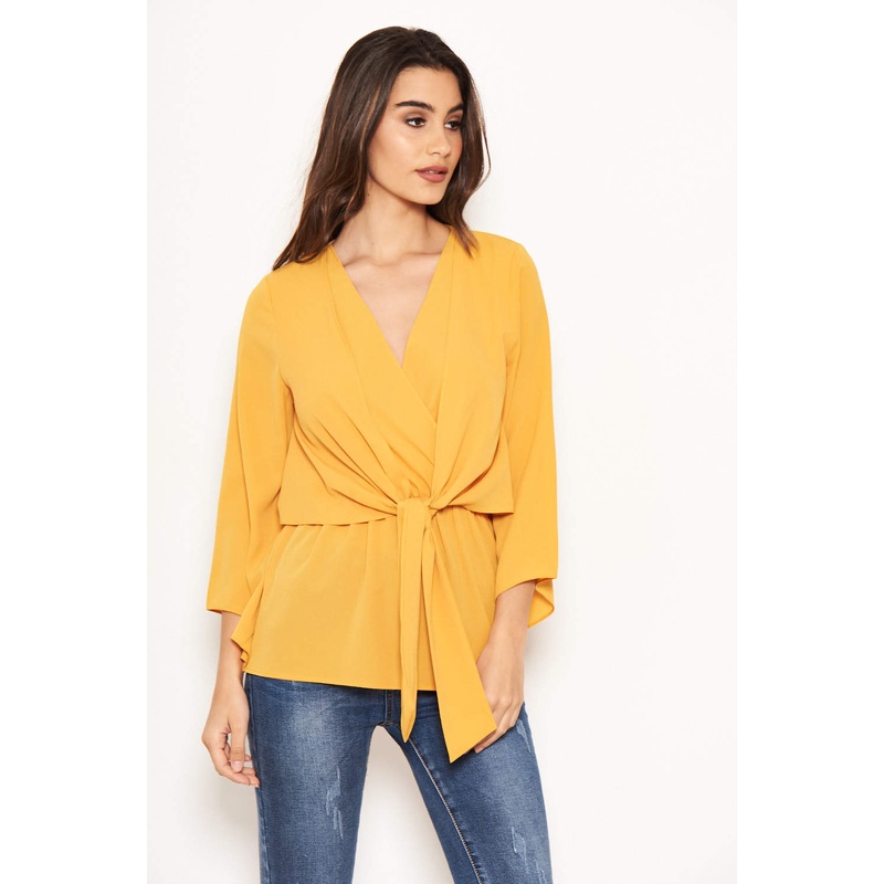 Yellow Front Tie Top