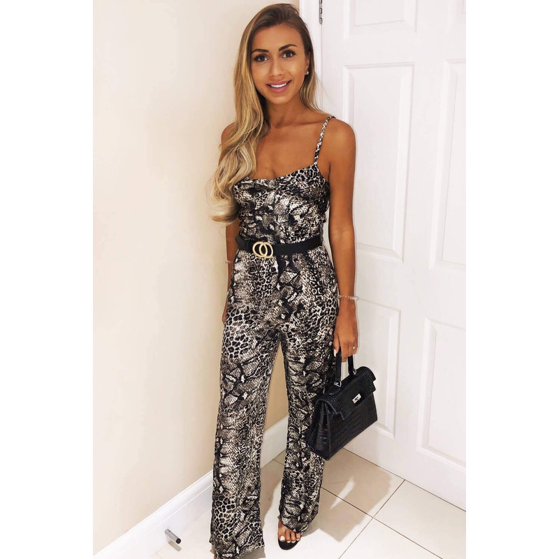 Animal Print Cowl Neck Jumpsuit