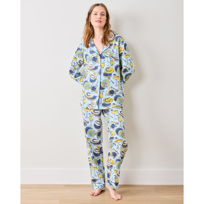 Champagne & Caviar - Tall Long PJ Set - Pale Blue