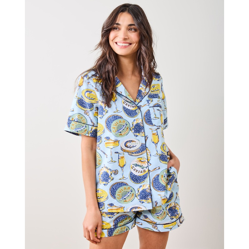 Champagne & Caviar - Short PJ Set - Pale Blue