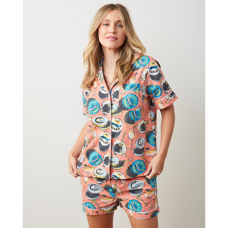 Champagne & Caviar - Short PJ Set - Salmon