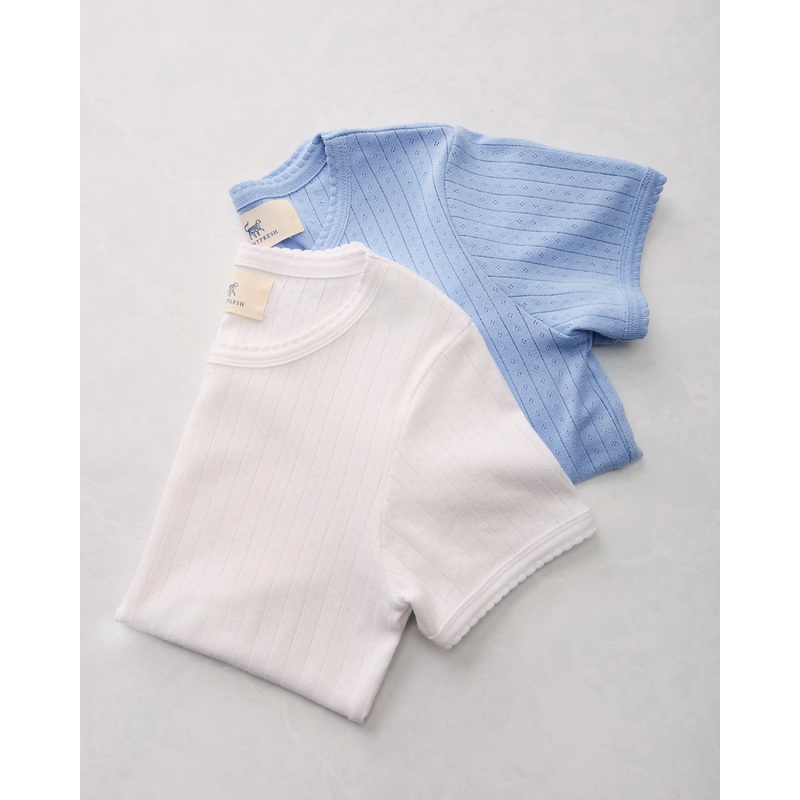 2-Piece Pointelle Tee Bundle - Misty Blue/Cloud