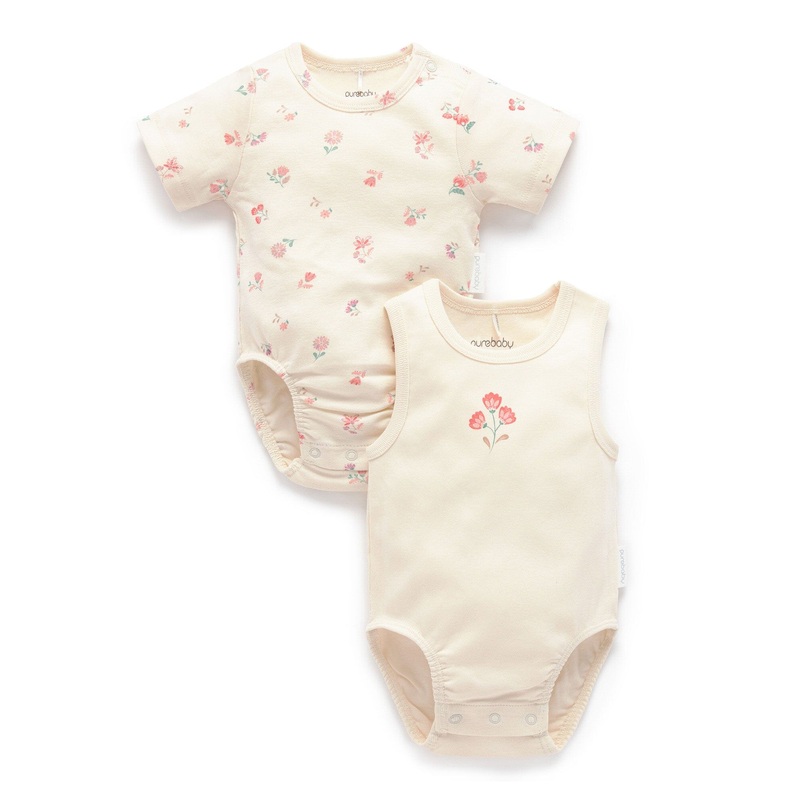Purebaby - 2 Pack Ribbed Bodysuit | Emilia