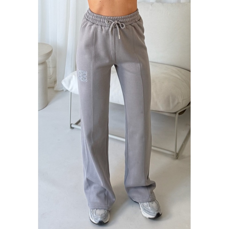 GeGe embroidered slate grey straight leg jogger