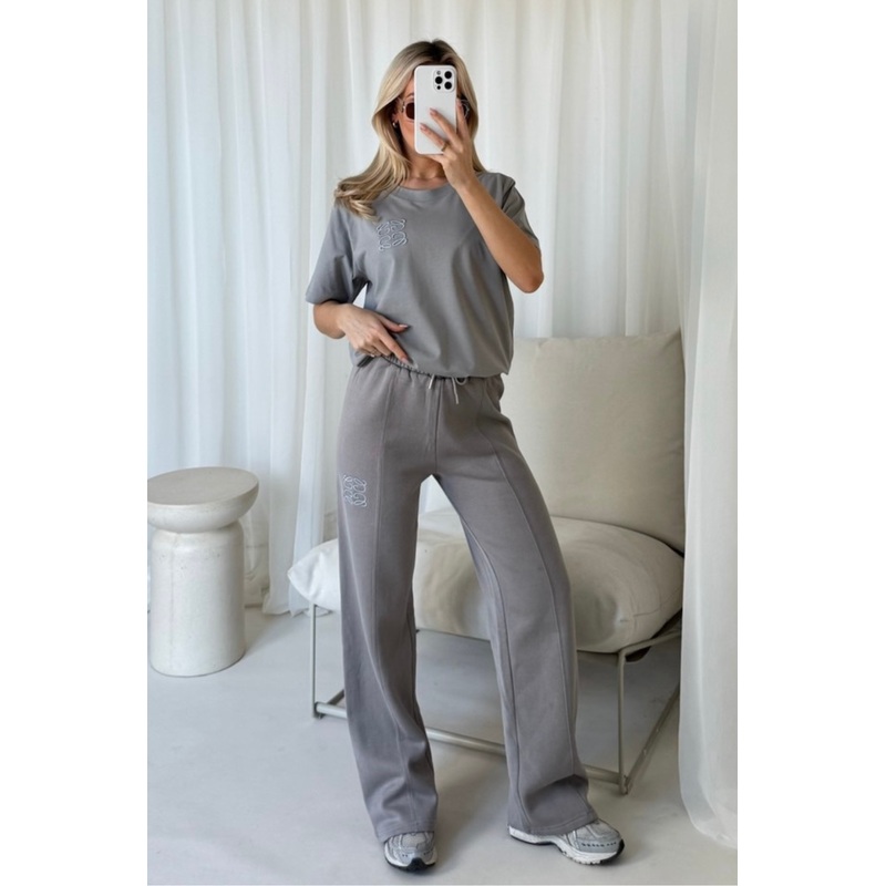 GeGe slate grey embroidered t-shirt