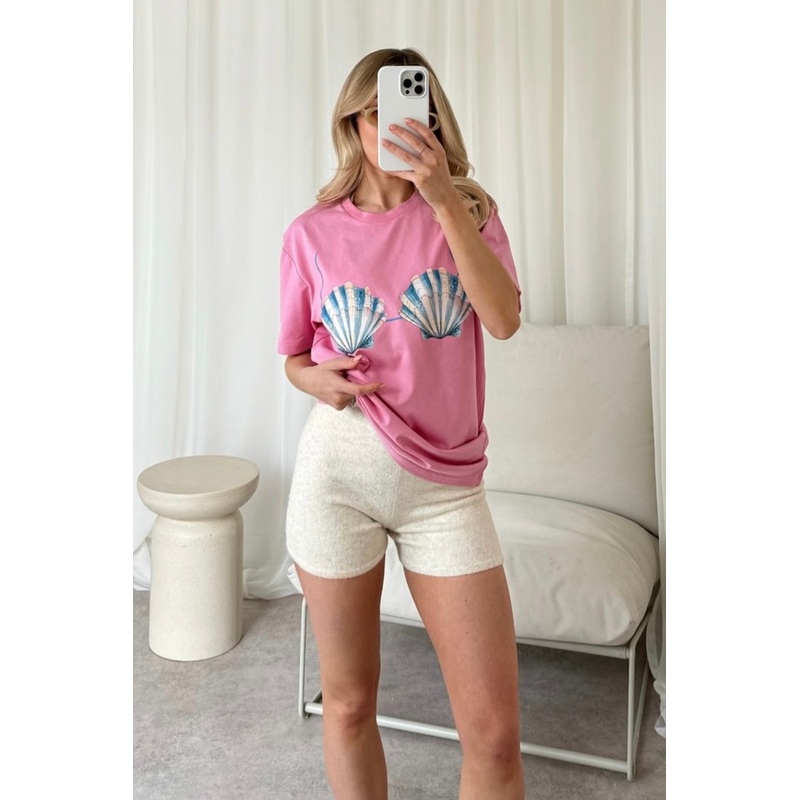 Shell bra pink printed t-shirt