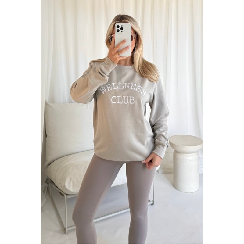 Wellness club stone embroidered sweater