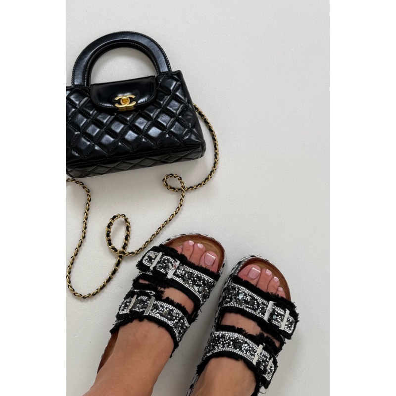 Cassandra black beaded platform sandal