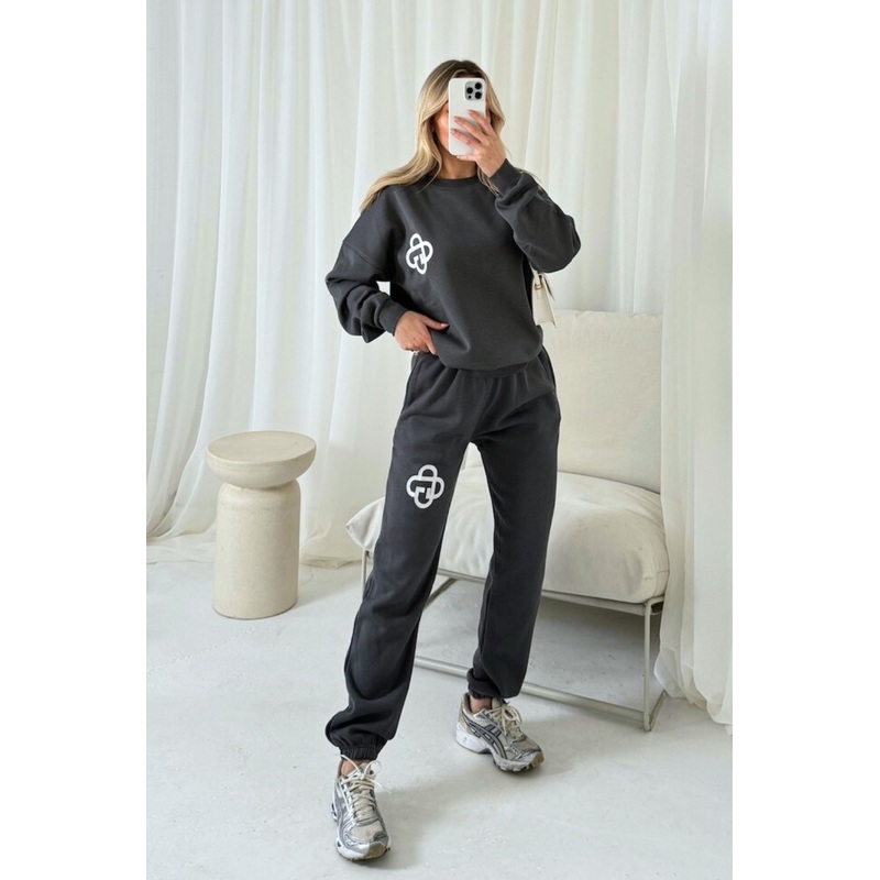 G monogram steel grey embroidered sweater joggers loungewear