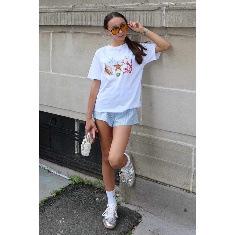 Mini seashell white premium printed t-shirt