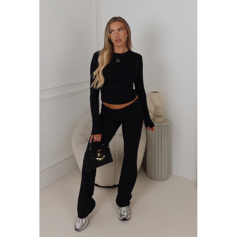 Molly black ribbed loungewear top
