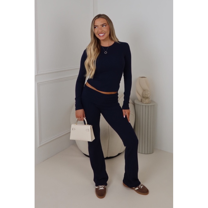 Molly navy ribbed loungewear top