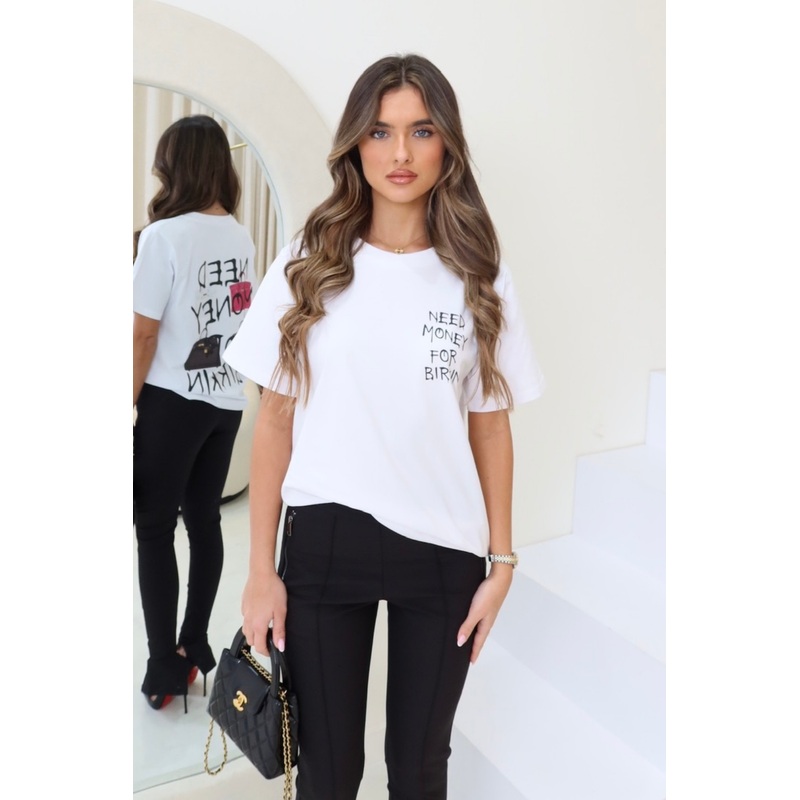 Need money bag white printed t-shirt