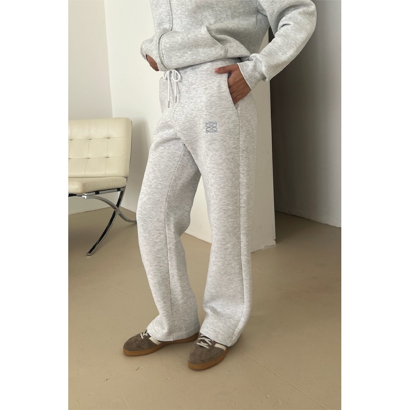 Marl embroidered logo straight leg jogger