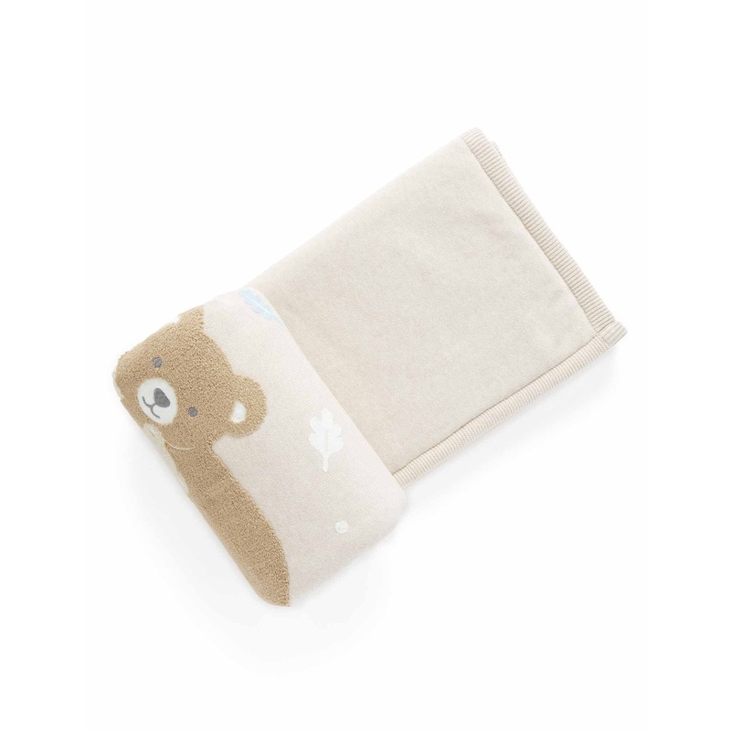 Purebaby - Embroidered Lined Blanket - Little Wheat Bear