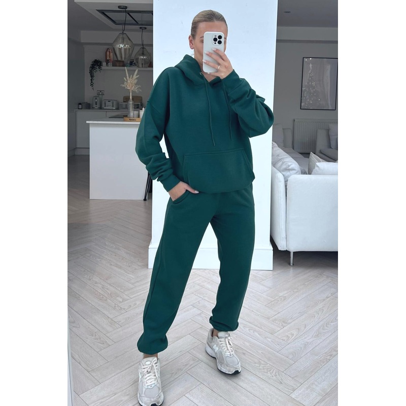Glamify Forest Green essential hooded loungewear set
