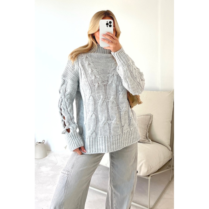 Joesphine grey cable knit jumper