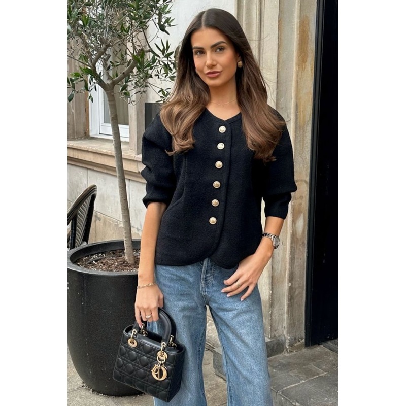 Katie black knit cardigan