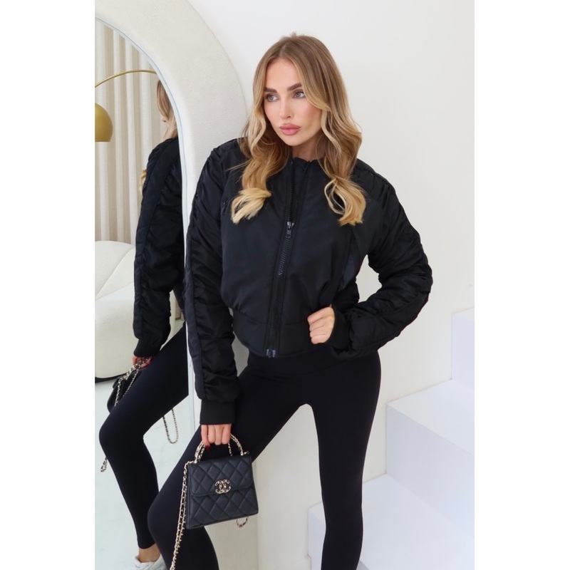 Madison black cropped bomber jacket