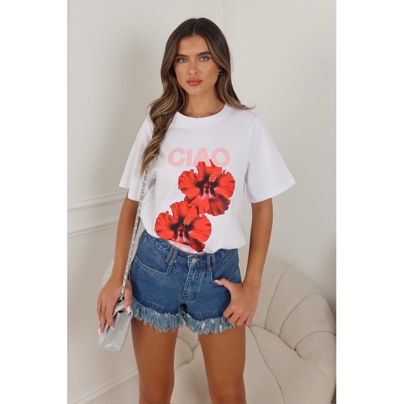 Summer blue frayed denim shorts