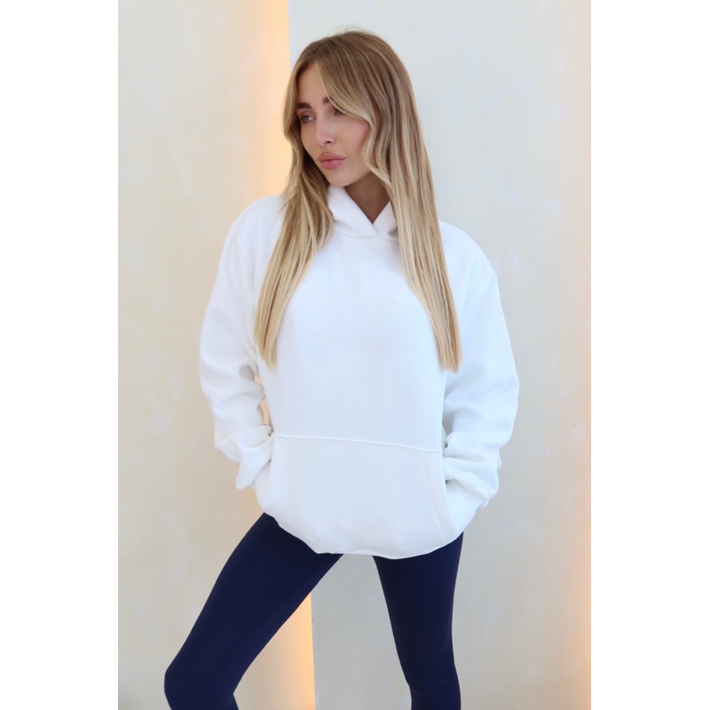 White heavyweight premium hoodie