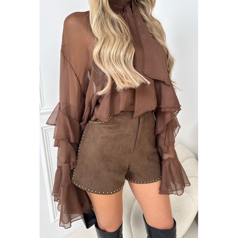 sabrina chocolate faux suede shorts