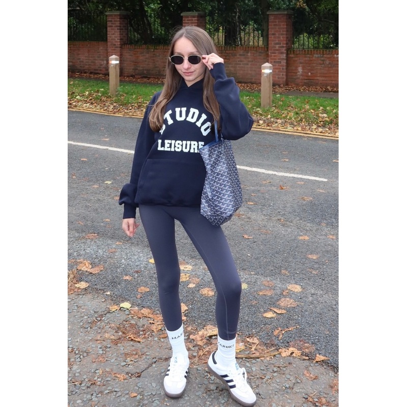 Mini studio leisure college navy printed hoodie