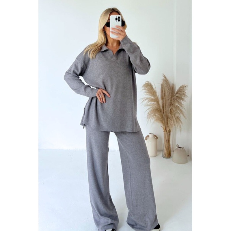 Sabrina grey knitted loungewear set