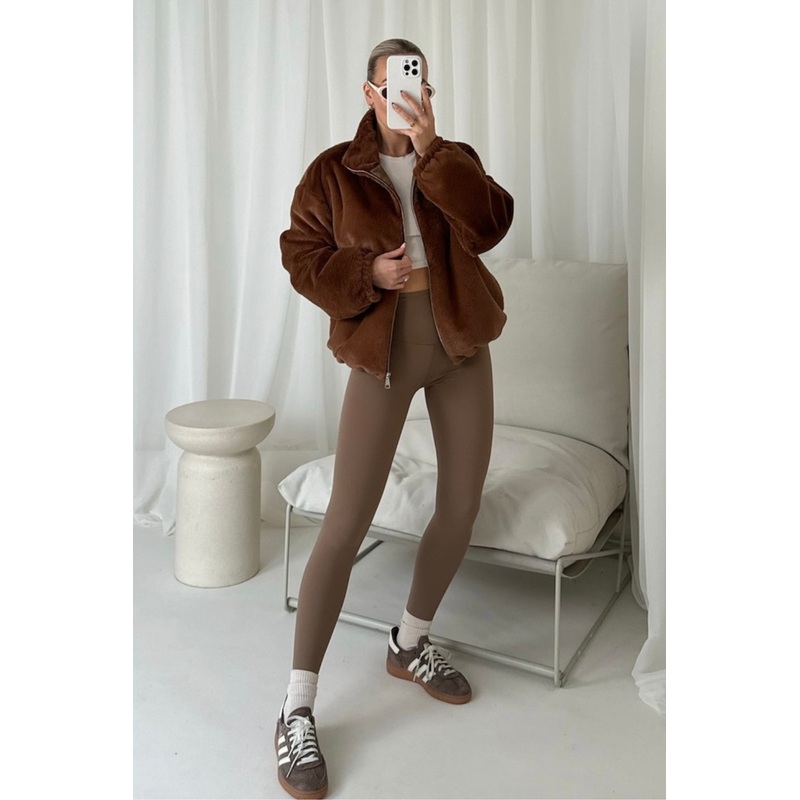 Ruby camel fur bomber jacket ultimate legging set