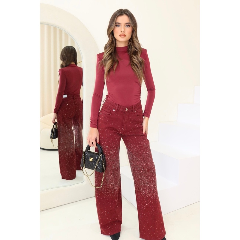 Alex burgundy diamante jeans
