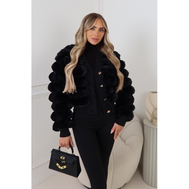 Briana black faux fur jacket