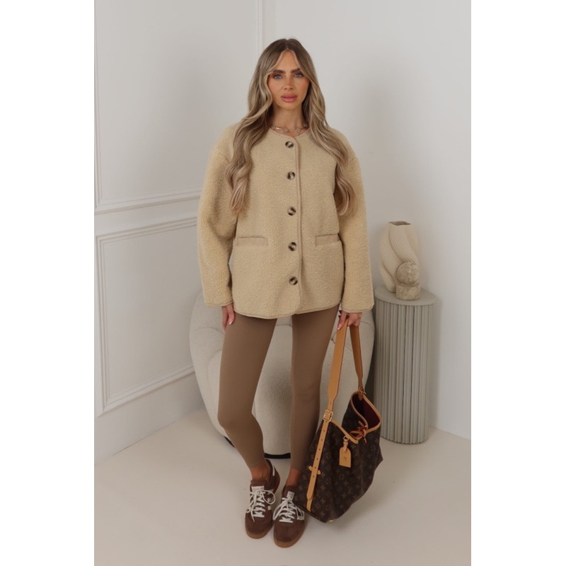 Evie Beige teddy jacket