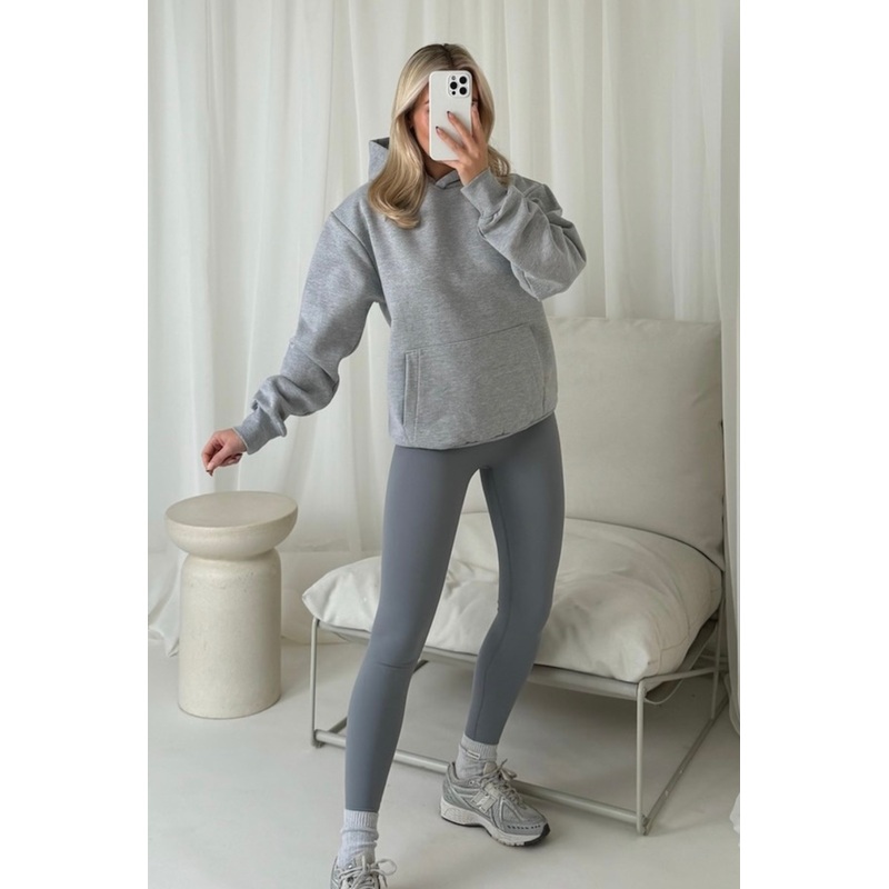 Bella melange grey premium hoodie ultimate legging set