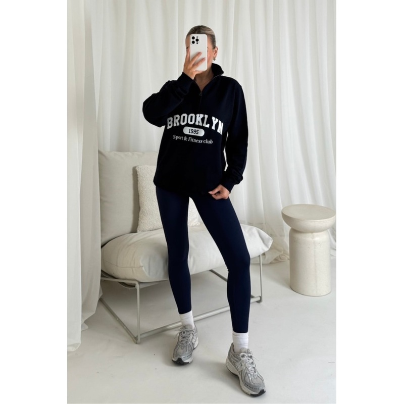 Brooklyn blue printed 3/4 sweater and legging set