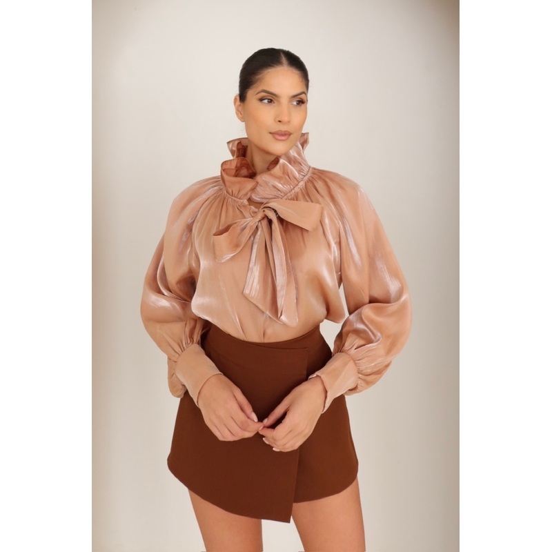 Hayley chocolate brown tailored skort