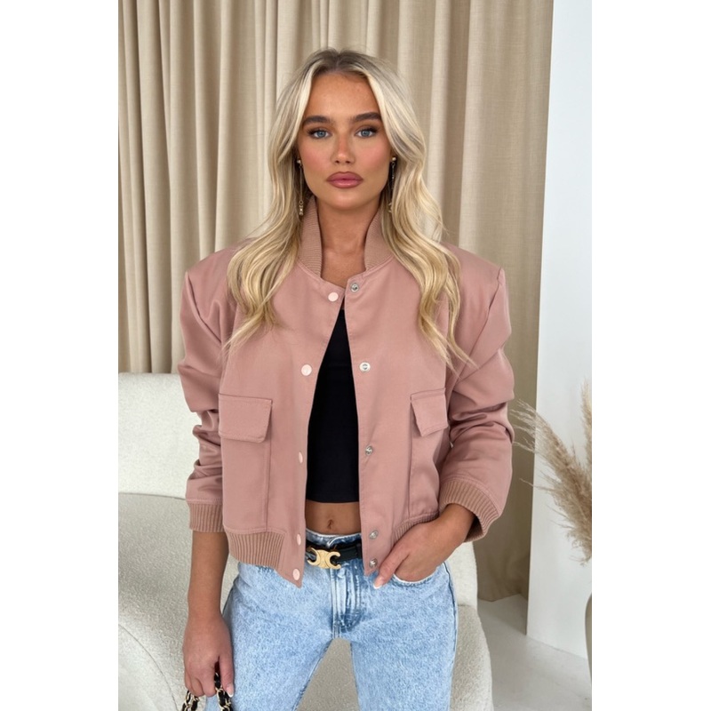 Aria blush cargo bomber jacket