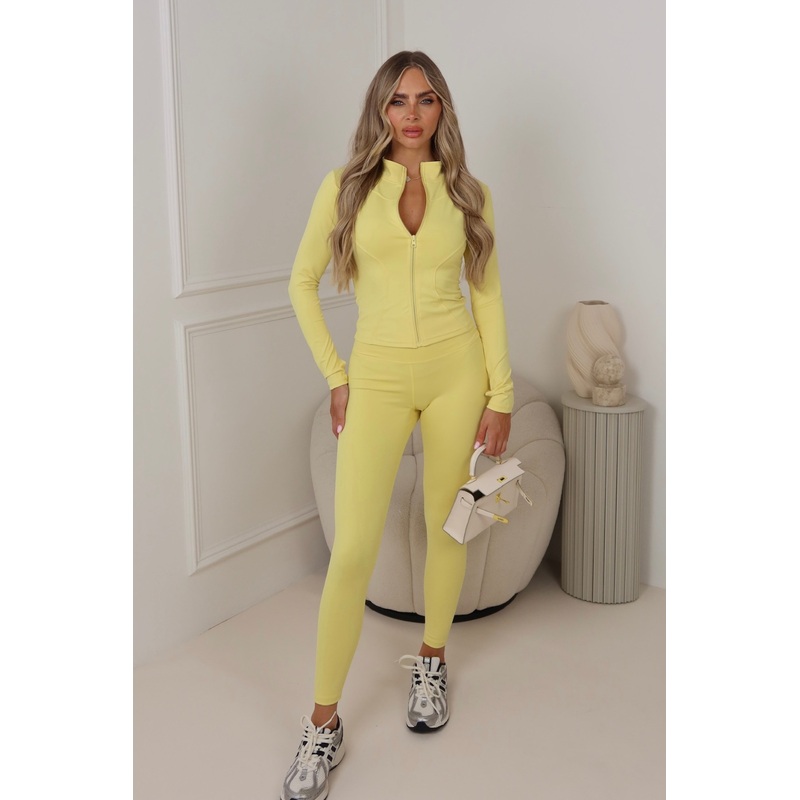 Carly lemon zip jacket and legging activewear