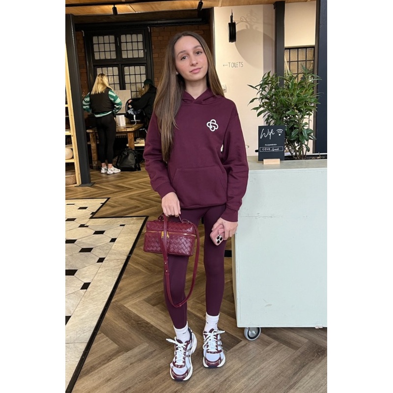 Mini burgundy G monogram embroidered hoodie