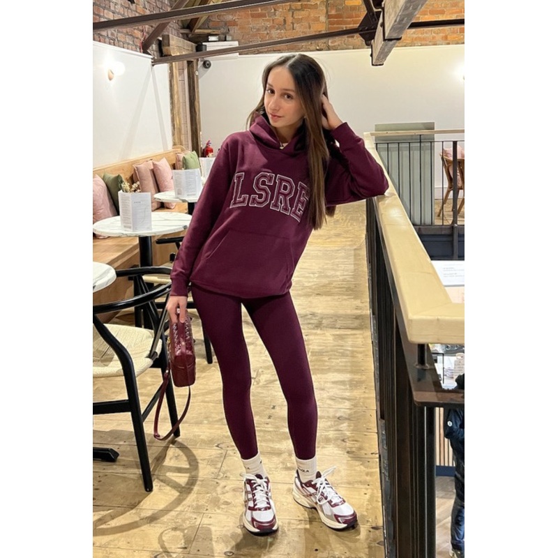 Mini burgundy LSRE embroidered hoodie