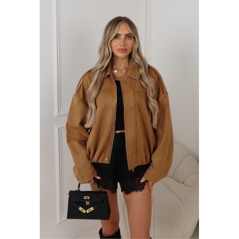 Sally Camel faux suede jacket