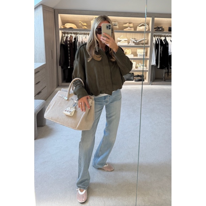 Sally Khaki faux suede jacket