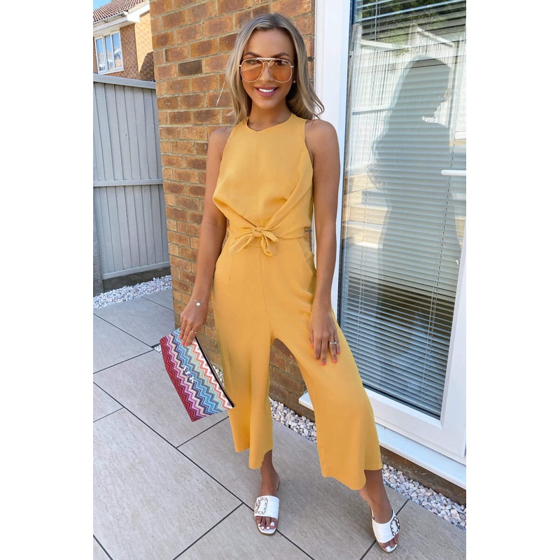 Yellow Tie Front Detail Jumpsuit