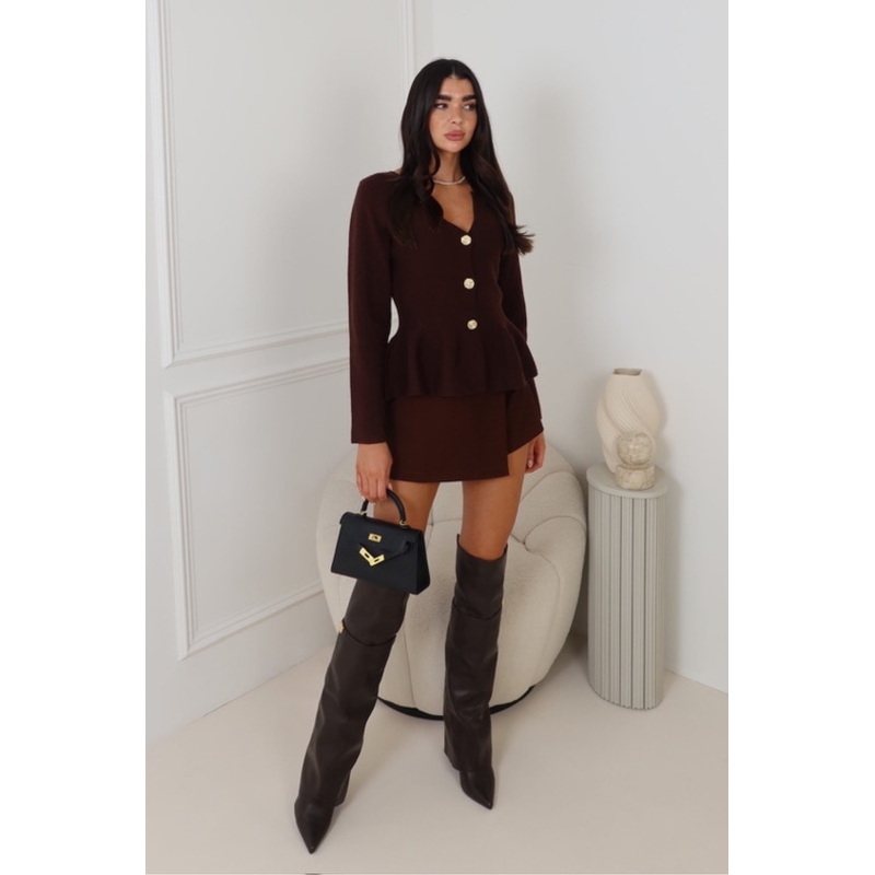 ALIA CHOCOLATE KNIT CARDIGAN