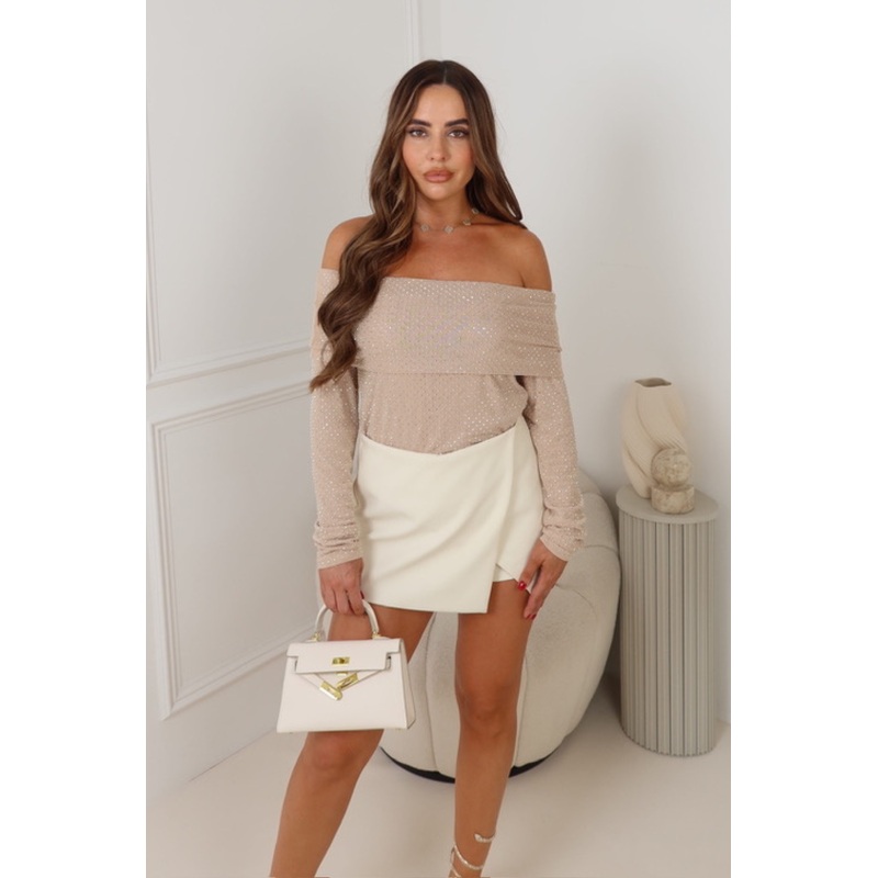 Laura cream diamante off the shoulder top