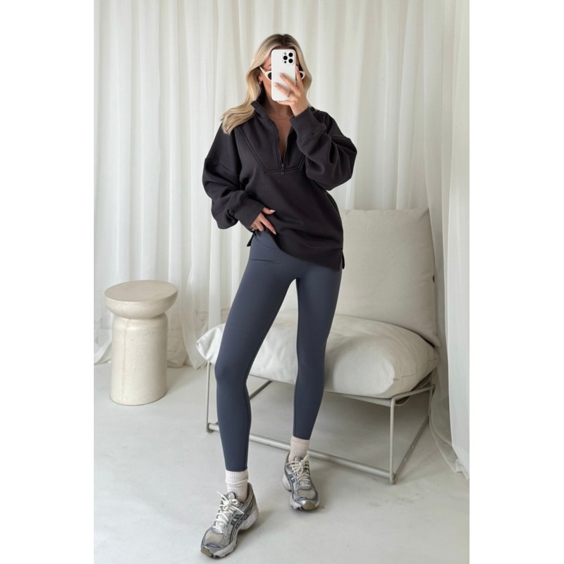 Cassidy steel grey 3/4 zip sweater and legging set