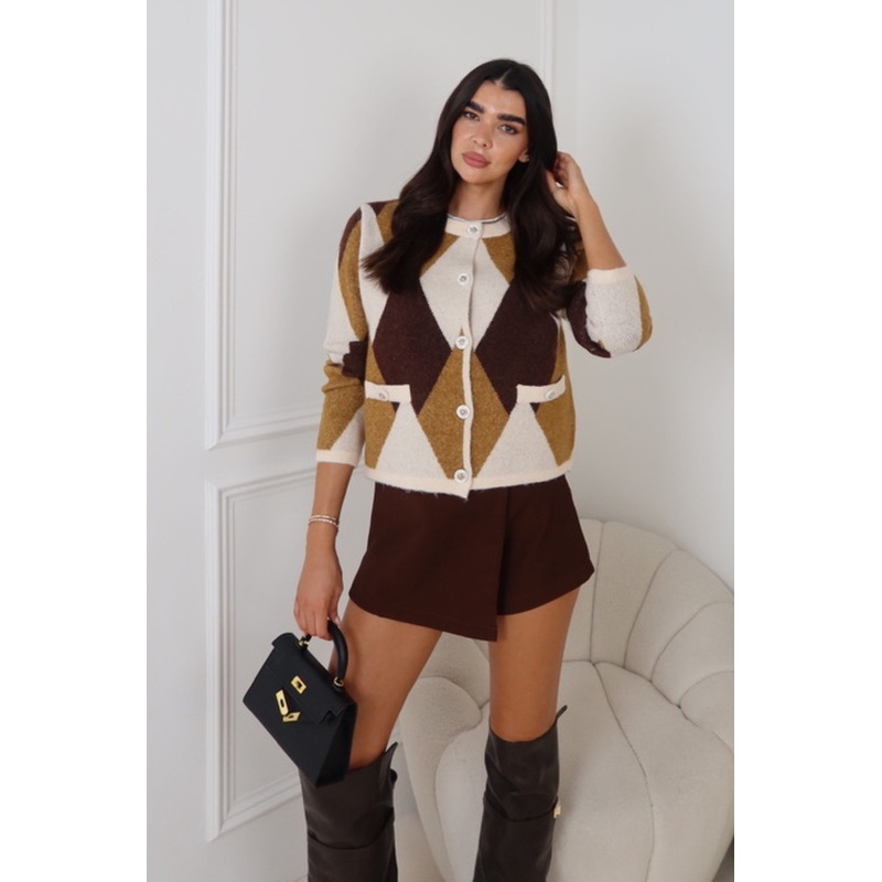 ALINA CARAMEL KNITTED CARDIGAN