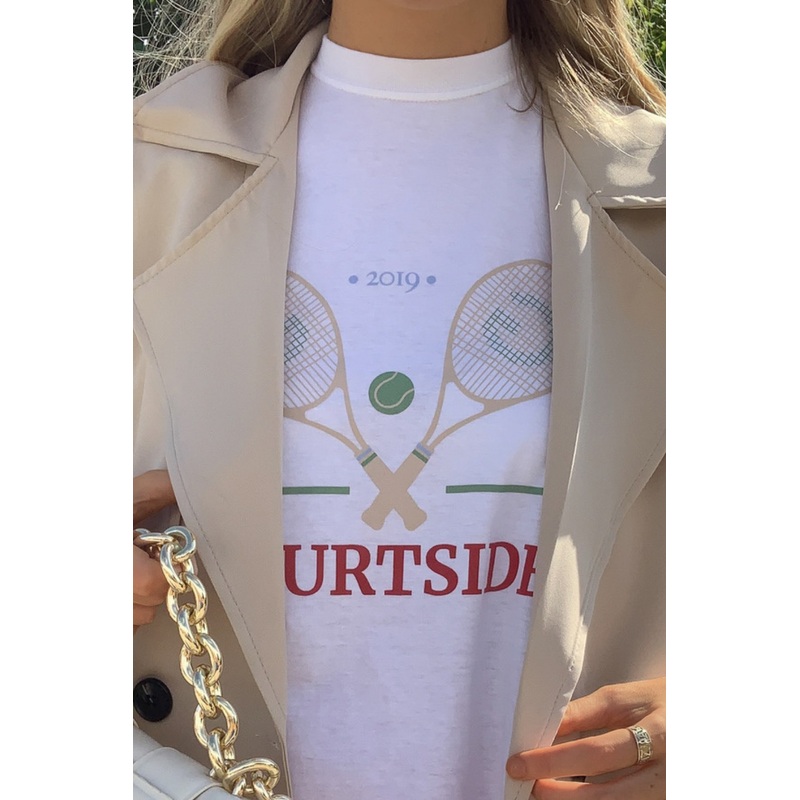 Courtside White Oversized Tee