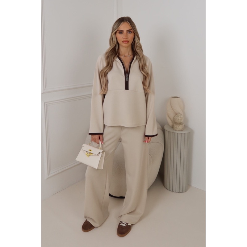 Eden beige half zip co-ord