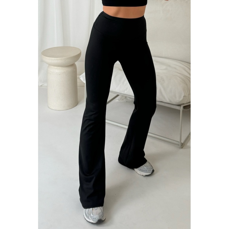 Sophie black stretch flared leggings